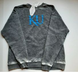 NCAA Kansas Jayhawks Women's Campus Crew Pullover, Charcoal, Medium