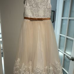 White/Blush Girls Dress