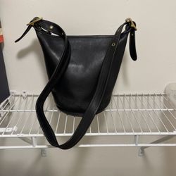 Black coach Leather bucket hand bag purse