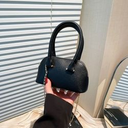 Minimalist lychee pattern fashionable texture chain, spring new model portable single-shoulder crossbody shell women's bag