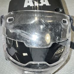 ATA Headgear Sparring Helmet Face Shield Adult Large Macho Martial Arts Black