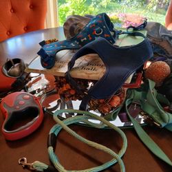 Miscellaneous Dog Stuff, Retractable Leashes. Training Pants. Harnesses. Leashes. Winter Boots Etc