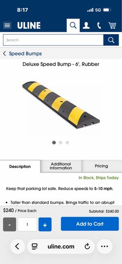 Uline speed bump rubber 6 feet