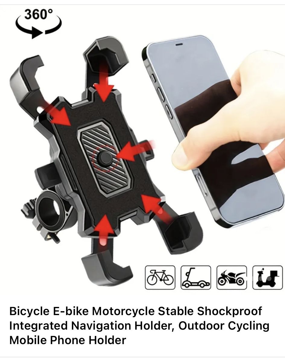  2 Black Motorcycle Or Bike Cell Phone Holder