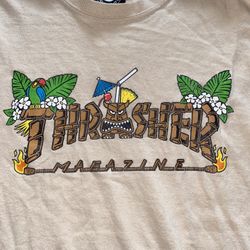 Thrasher Magazine Tiki Short Sleeve T-shirt Brown Size M Skateboarding