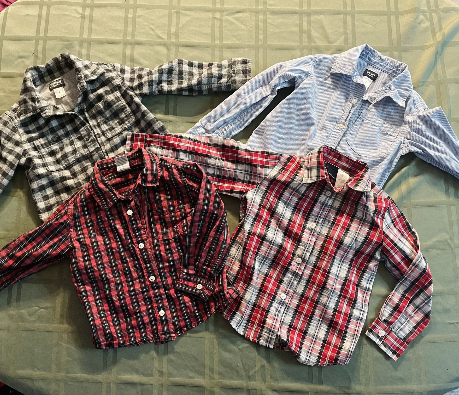 4t 5 Pieces Boys Dress Shirts, Flannel, Fleece Sweater
