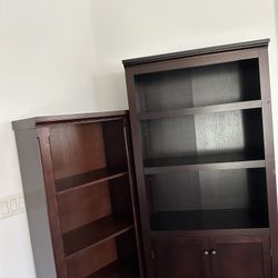Set of Two Wooden Bookshelves With Storage Cabinets