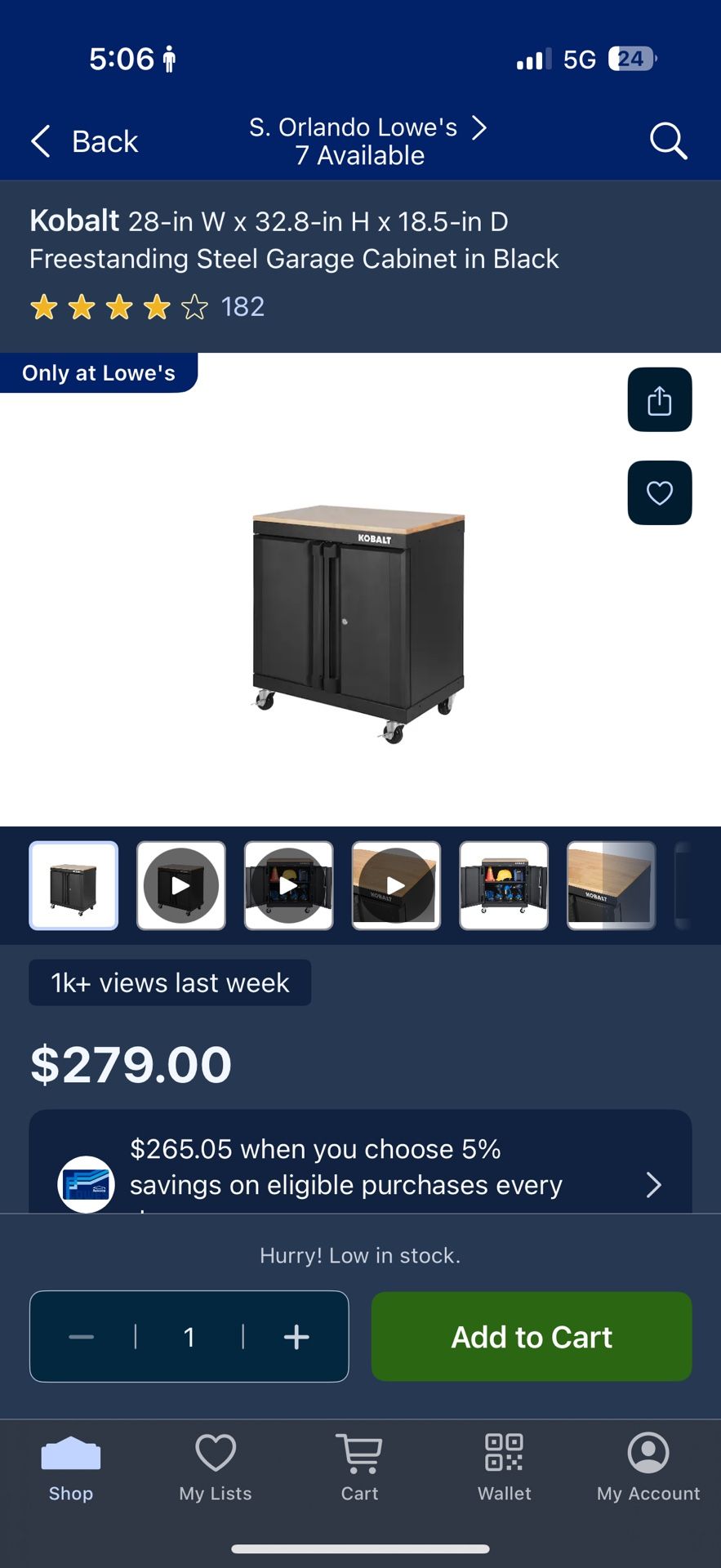Kobalt 28-in W x 32.8-in H x 18.5-in D Freestanding Steel Garage Cabinet in Black