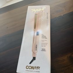 Tayshia by Conair Double Ceramic 1" Flat Iron Hair Straightener Peach CS224T