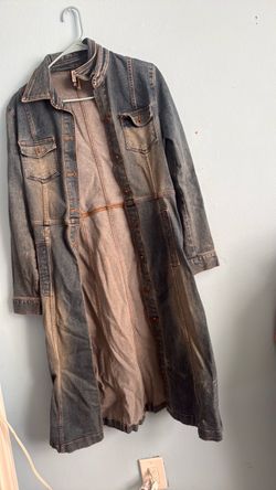 Washed Denim Long Coat Dress