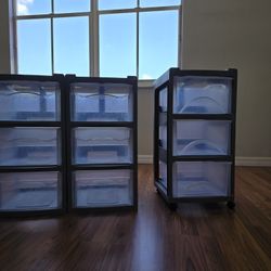 3 Drawer Plastic Organizer (Set Of 3 Total)/Colors Grey Clear