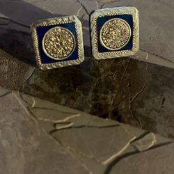 Vintage Black Aztec Calendar Cufflinks 