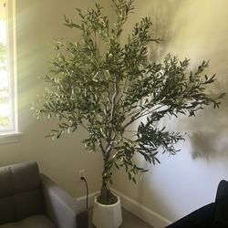 Artificial Olive Tree With White Planter Fake Plant 