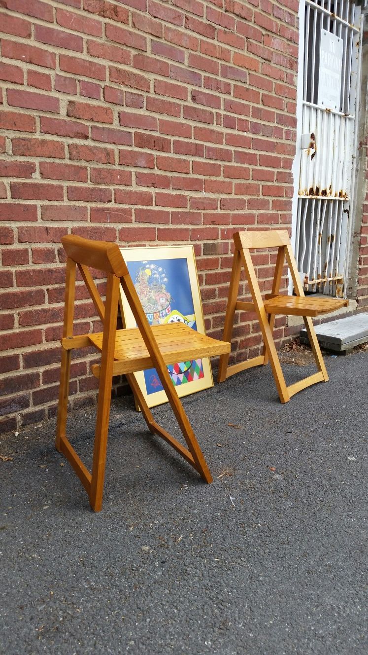 Danish/Mid-century modern folding chairs! 60's vintage! EMPORIUM OF OLDE TOWNE