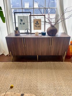 Mid Century Style Wood Credenza/Sideboard 4 Door