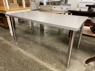 Grey Work Table w/ Metal Legs
