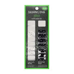 Dashing Diva Gloss Nail Strips - Ghostly Touch | UV Free, Chip Resistant, Long Lasting Gel Stickers | 32 Wraps, 1 Prep Pad, 1 File