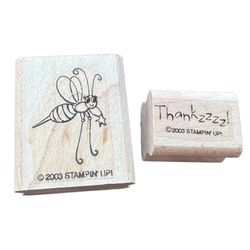 Stampin Up Bumble Bee Thankzzzz Thanks Wood Mounted Rubber Stamp Set of 2  This Stampin' Up! wood mounted rubber stamp set of two is perfect for creat