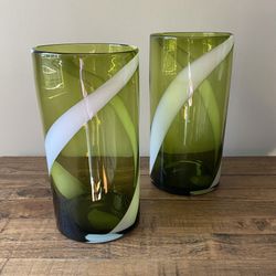Modern Green Glass Vases – Perfect for Candles or Flowers
