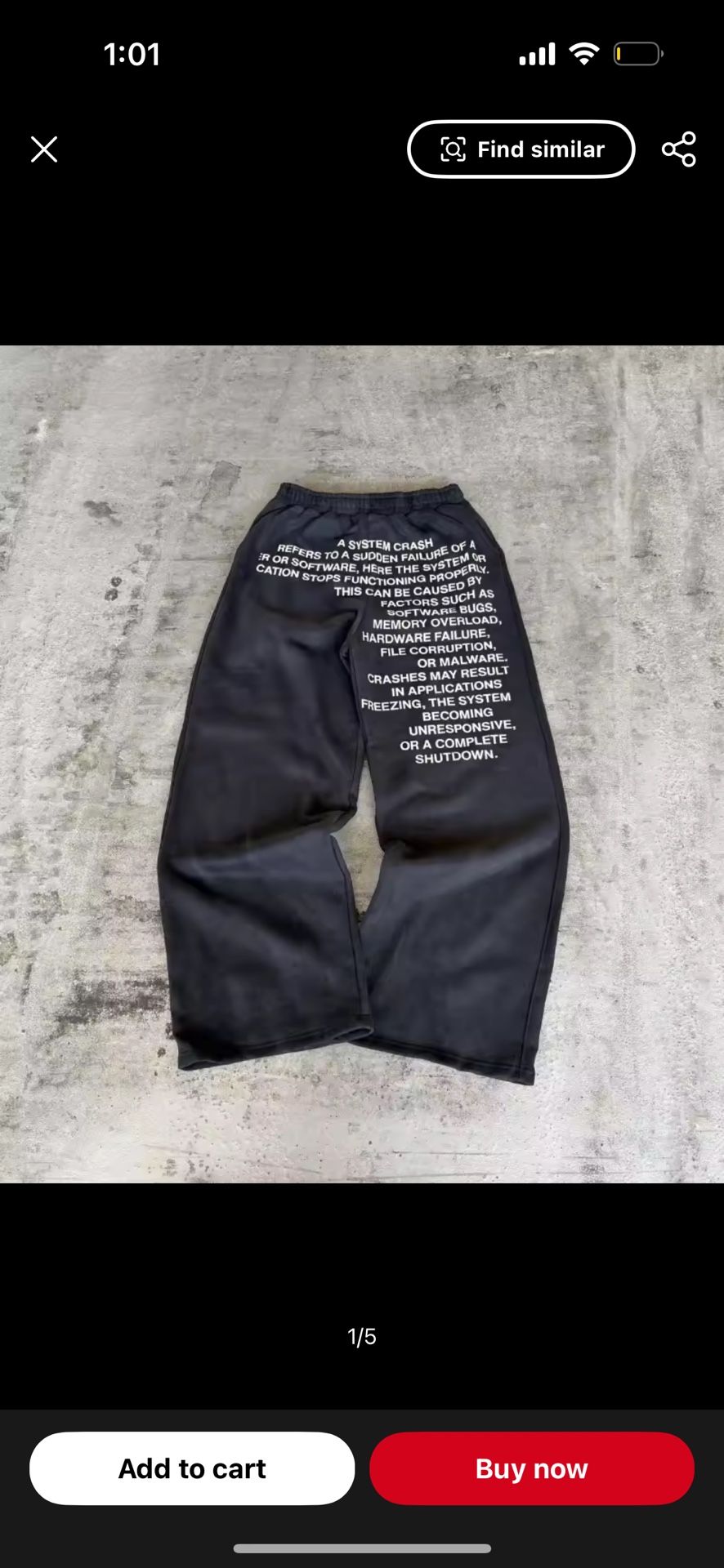 "crashed server" sweatpants