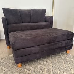 Mid-century pull out love seat w/ ottoman 