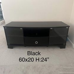 Black tv stand size:60X20 H:24"