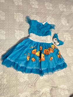 Cookie Monster Halloween Costume Dress with Headband size 3-4