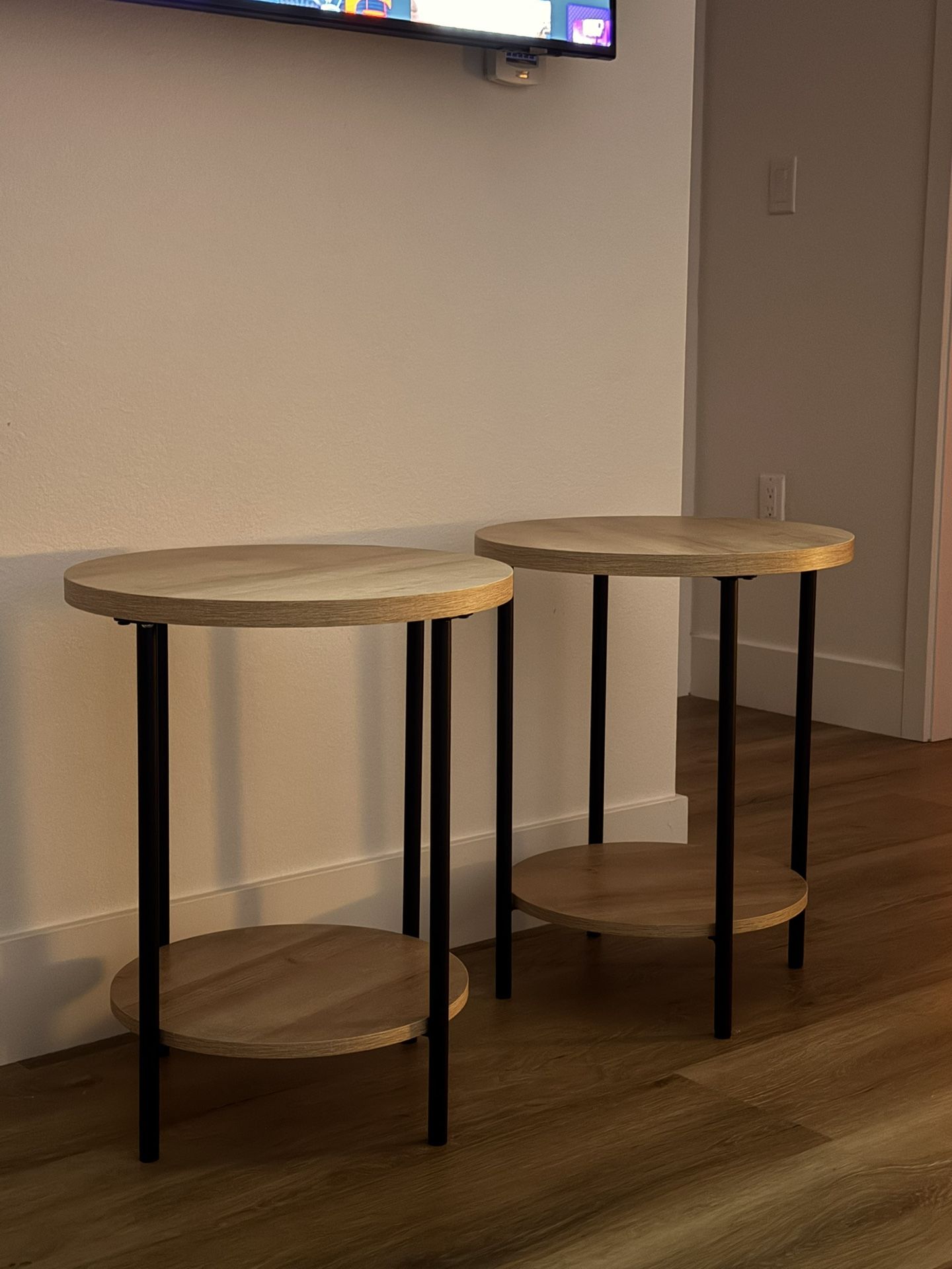 Wood And Metal End Tables Or Nightstands