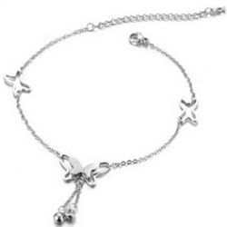 Butterfly Dangling Anklet (Silver)