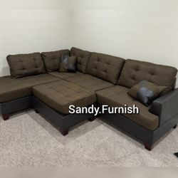4Pc Sectional sofa set Chocolate color