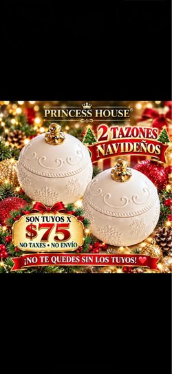 Princess House Christmas Ornament Bowls Set of 2 bowls