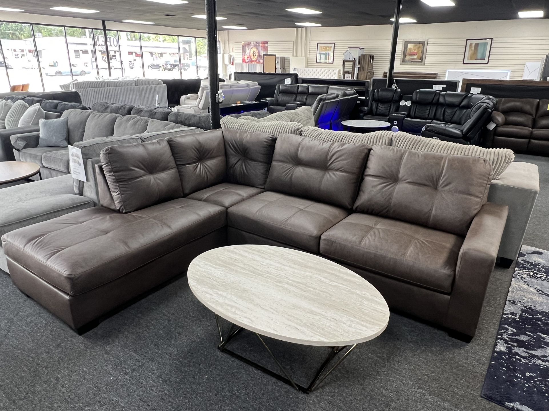 Brown Leather Sectional By Ashley Signature. Can Order It In Black Or Opposite Side. Delivered Available