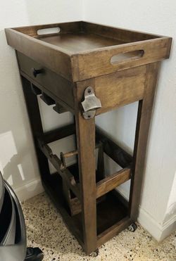 Rustic Wood Serving Cart / Wine Bar on Wheels