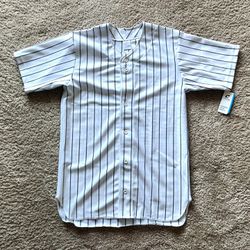Champro Ace Adult Baseball Jersey White with Black Stripes—Size Medium Unisex