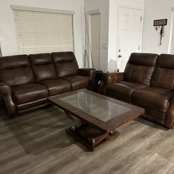 Leather Sofa Set With Tables 