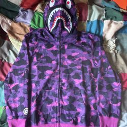 Purple BAPE Camo Shark Full Zip