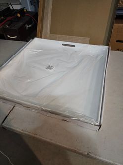 White Acrylic Ottoman Tray with Cutout Handles 24x24 Inch Over-Sized Serving Tray Rubber Boot Organizer Decorative Tray 