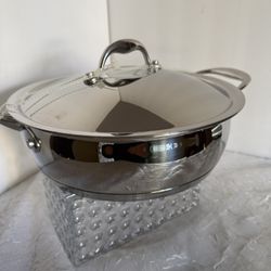 Tramontina Saute Pan with Lid, Deep Type, Solar, 9.4 inches (24 cm), Stainless Steel, 3-Layer Bottom, Dishwasher Safe, Gas Compatible, Made 