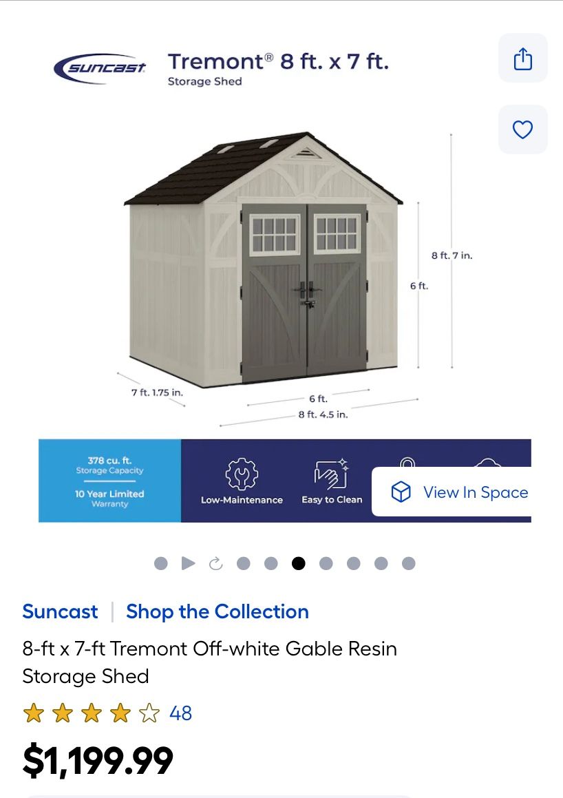 Suncast 8x7 Storage Shed