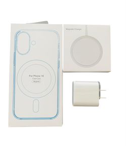 Iphone 16 Clear Magnetic Case, Magnetic Charger, And Wall Adapter Bundle