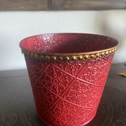 Red Metal Planter Pot