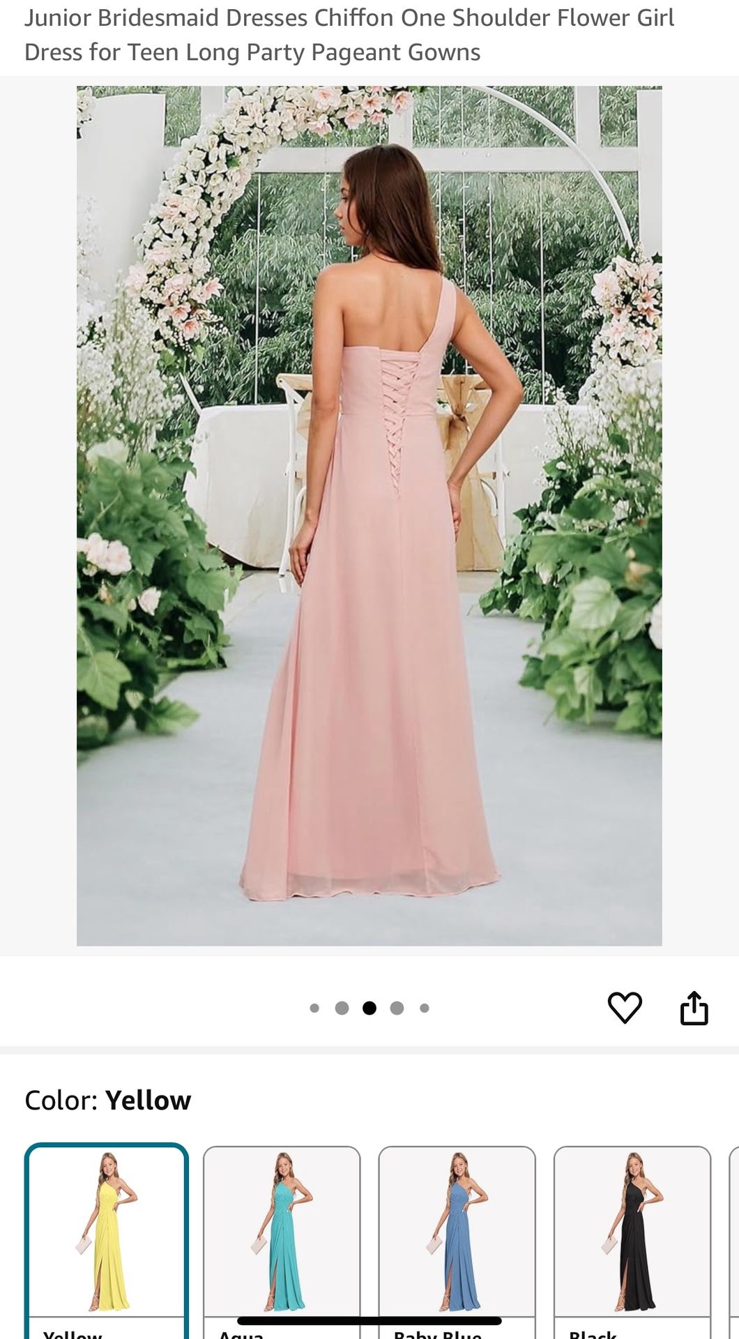 Junior Bridesmaid Dresses Chiffon One Shoulder Flower Girl Dress for Teen  Long Party Pageant Gowns