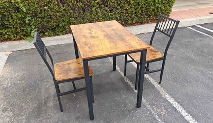 Kitchen Table with Chairs Set, 3 Pieces Pub Table Set for Breakfast Nook, Brown