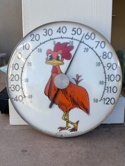 Vintage “The Original” Jumbo Dial Advertising Chicken/Rooster Thermometer