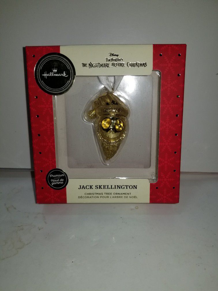 Hallmark Premium Gold Nightmare Before Christmas Jack Skellington Ornament. Collectable