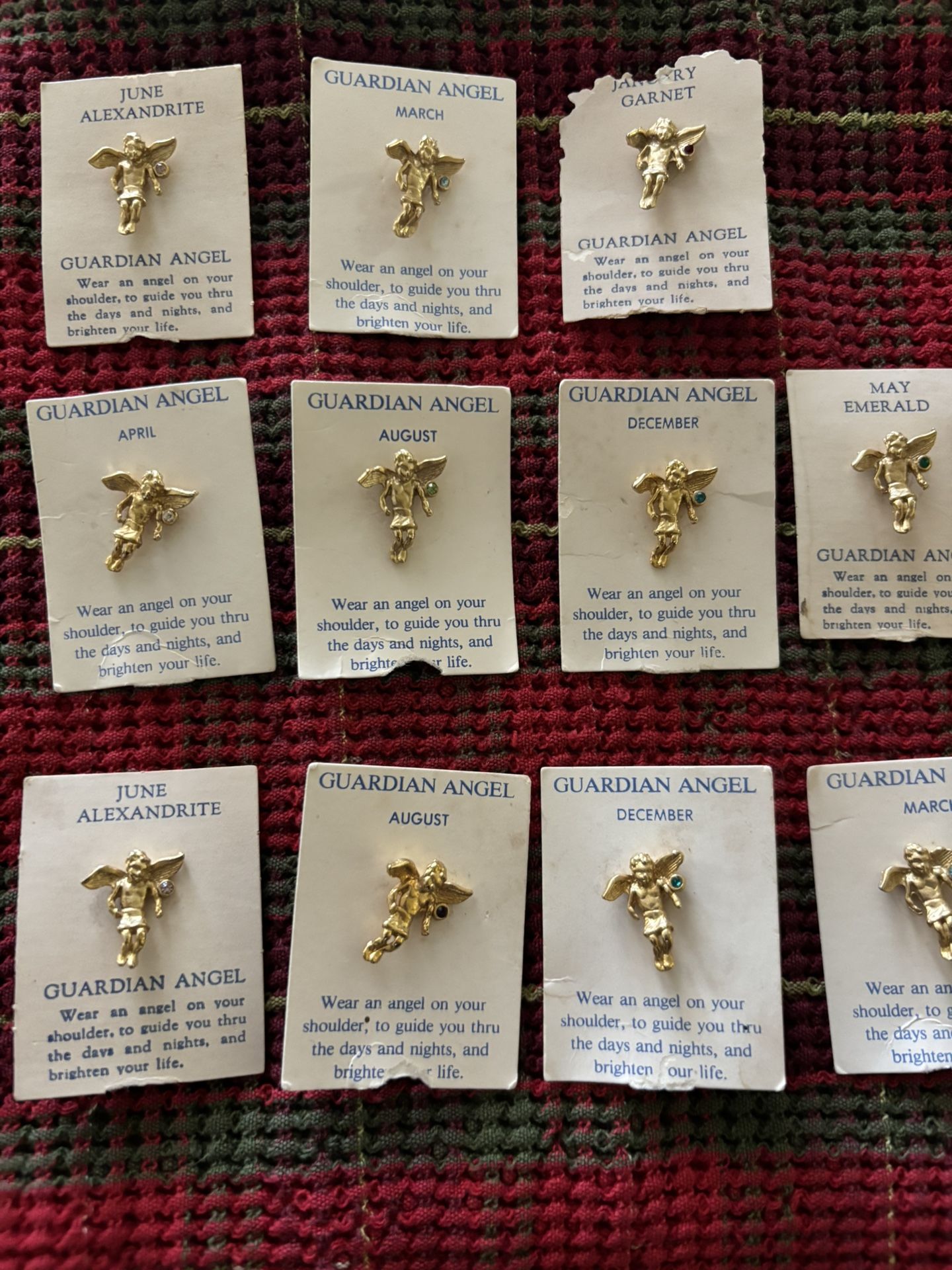 Guardian Angle Pins With Birthstone