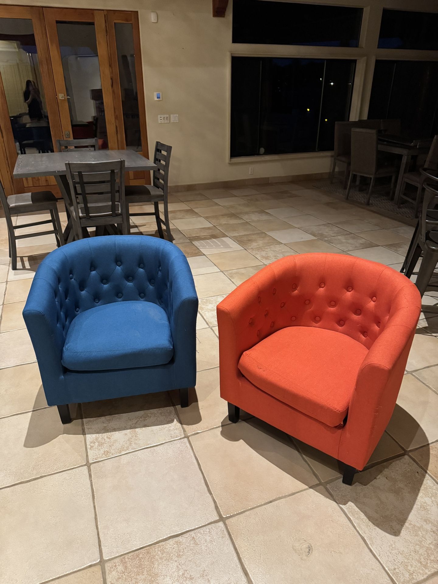 Small Couches (blue And Fire Red/orange)
