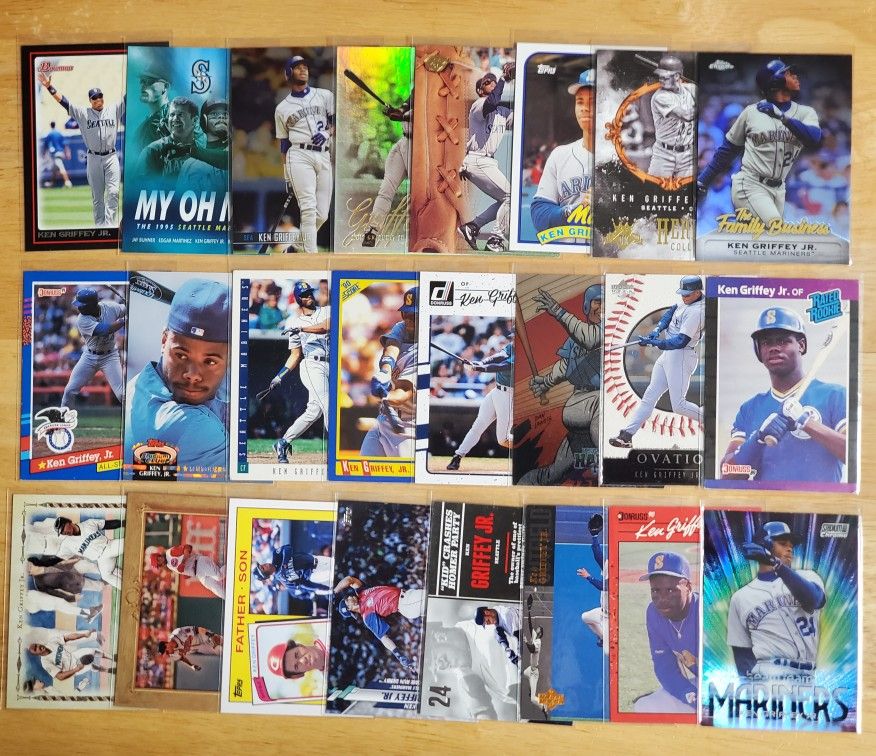 24 Different Ken Griffey Jr Baseball Cards With Inserts And Rookies