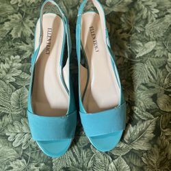 4032-RTT Ellen Tracy ET-KEEFFE 11M Jade Slingback Open Toe Wedge Sandals