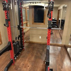 PRO SERIES Ultimate Half Rack Functional Trainer w/Smith Machine Bar | 320lb Stack | Gym Equipment | Fitness | Commercial | Squat Rack 